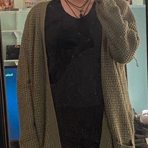 Long Green Knitted Cardigan